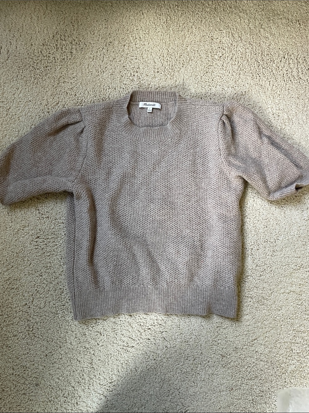 Madewell Taupe Crewneck Short-Sleeve Knit Sweater